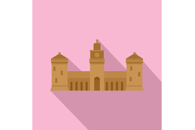 Old castle icon, flat style