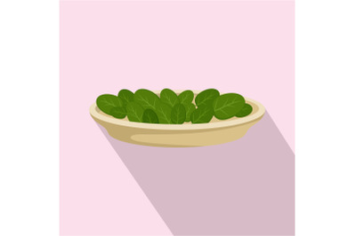 Spinach leaves icon, flat style