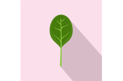 Spinach leave with shadow icon, flat style