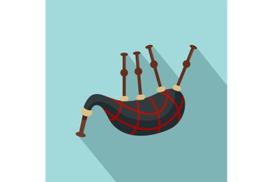 Bagpipes icon, flat style