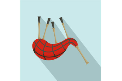 Scootish bagpipes icon, flat style
