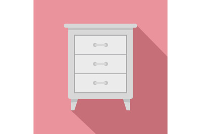 White nightstand icon, flat style