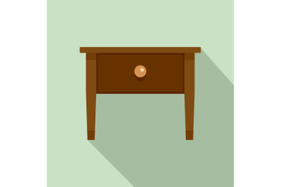 Wood nightstand icon, flat style