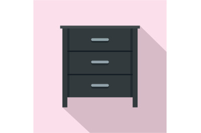 Black nightstand icon, flat style