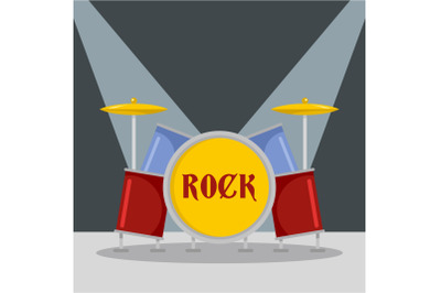 Rock drumms icon, flat style