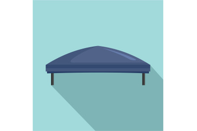 Outdoor blue tent icon, flat style