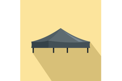 Black tent icon, flat style