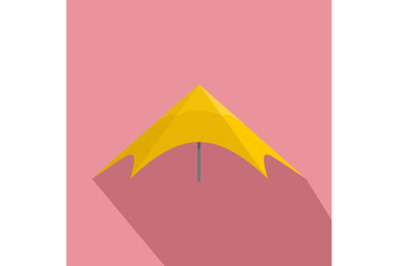 Yellow event tent icon, flat style