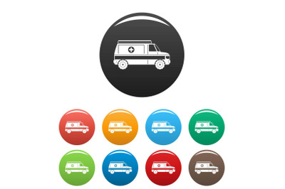 Fast ambulance icons set color vector