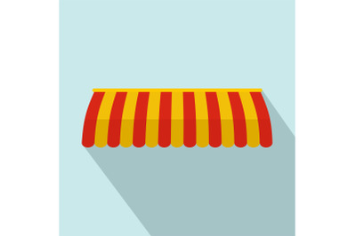 Red yellow street tent icon, flat style