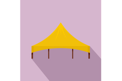 Yellow tent icon, flat style