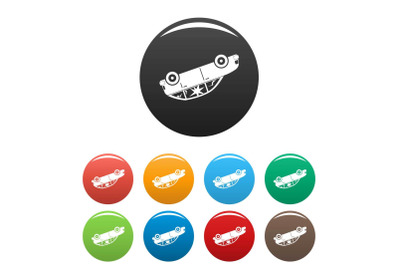 Turned car icons set color vector