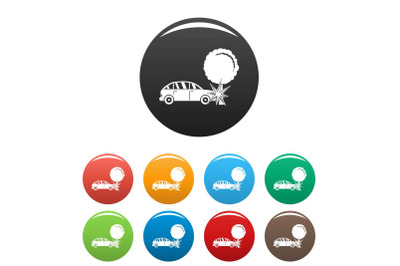 Crashed tree icons set color vector