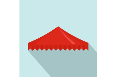 Red flag tent icon, flat style