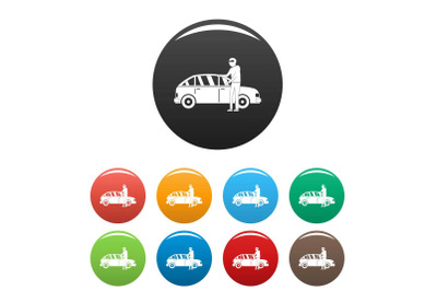 Hijacker icons set color vector