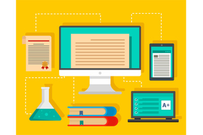 Type of learning background, flat style