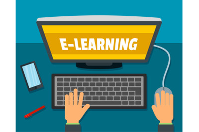 E-learning background, flat style