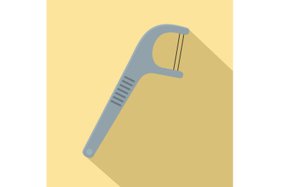 Hand tooth floss icon, flat style