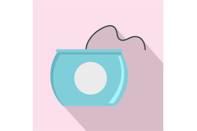 Open dental floss box icon, flat style