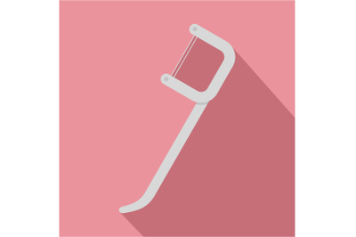 White toothpick floss icon, flat style