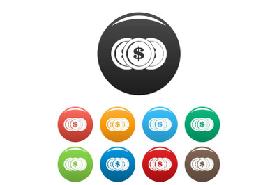 Making coin icons set color vector