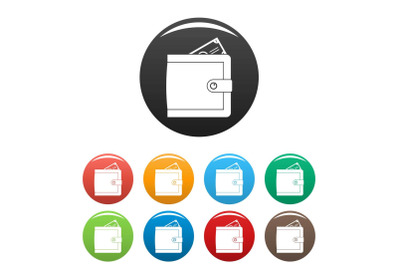 Purse pay icons set color vector