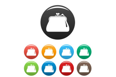 Purse retro icons set color vector