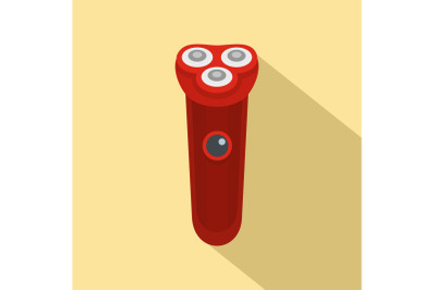 Red electric razor icon, flat style