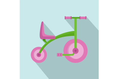 Girl tricycle icon, flat style