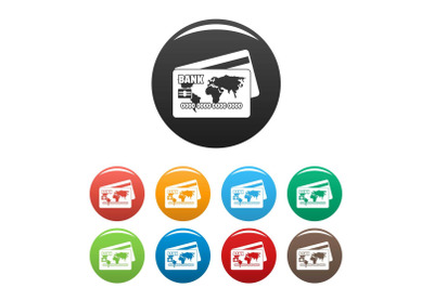 Credit card icons set color vector