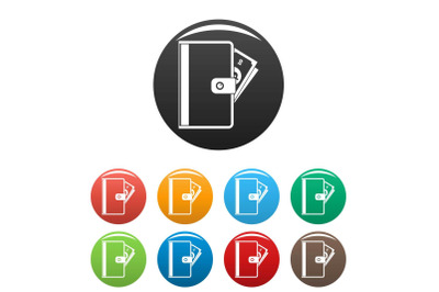 Credit card icons set color vector