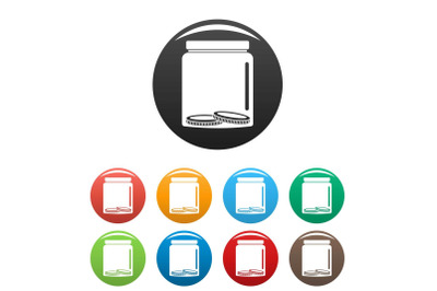 Save money icons set color vector