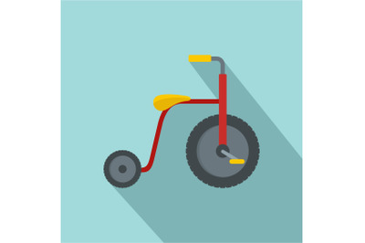 Red tricycle icon, flat style