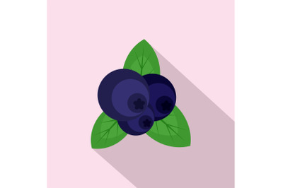 Fresh blueberry icon, flat style