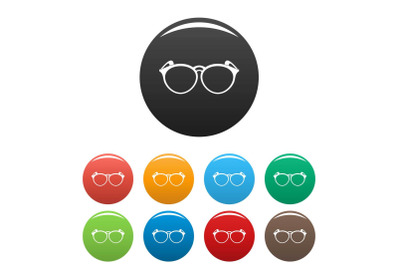 Plastic eyeglasses icons set color vector