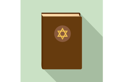 Judaism book icon, flat style