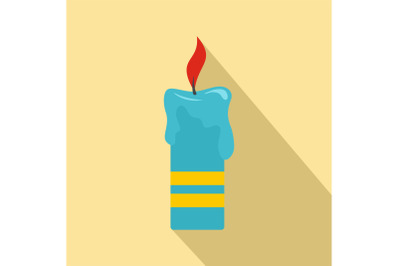 Judaism candle icon, flat style
