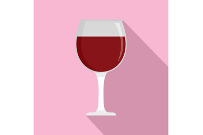 Glass of wine icon, flat style