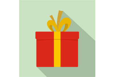 Red giftbox icon, flat style