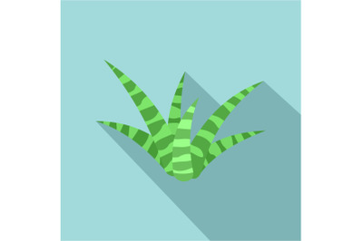 White green aloe icon, flat style