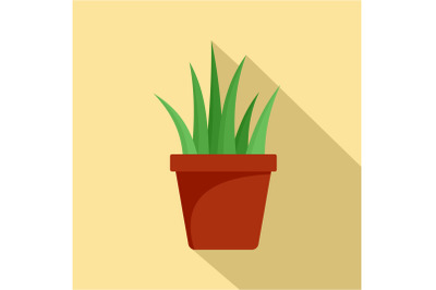 Aloe vera in pot icon, flat style