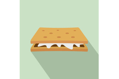 Marshmallow cracker icon, flat style