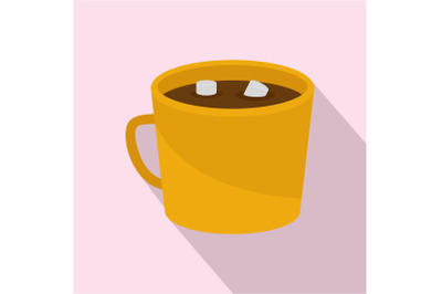 Coffee marshmallow icon, flat style