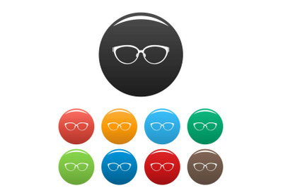 Lens of eyeglasses icons set color vector