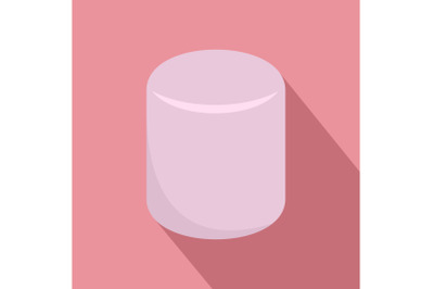 Pink marshmallow icon, flat style