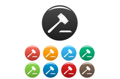 Auction gavel icons set color vector