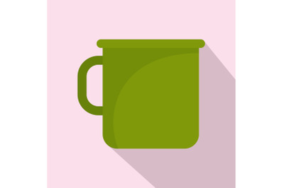 Camping metal cup icon, flat style