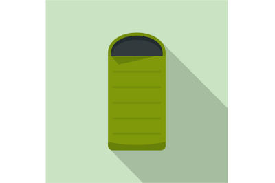 Camp sleeping bag icon, flat style