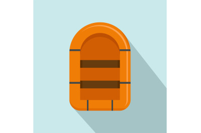 Rubber boat icon, flat style