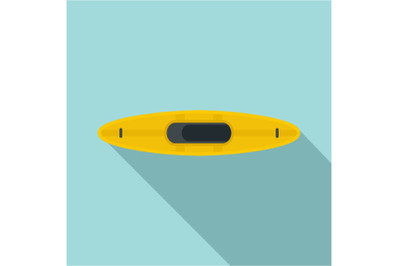 Yellow kayak icon, flat style